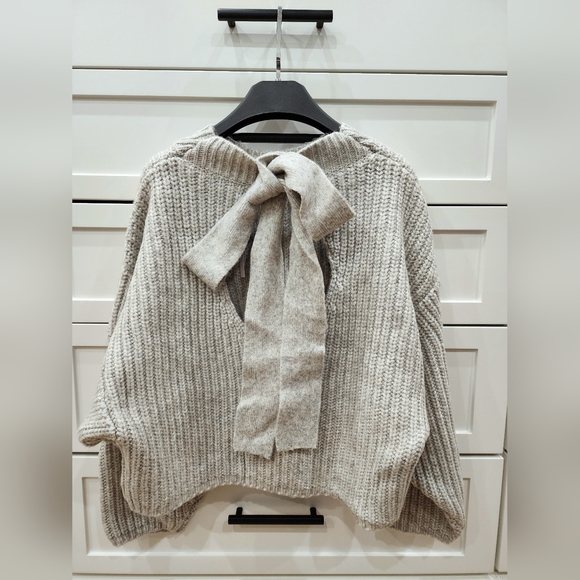 Asos Design Premium Chunky Rib Jumper With Tie Back Sweater - Picture 4 of 7